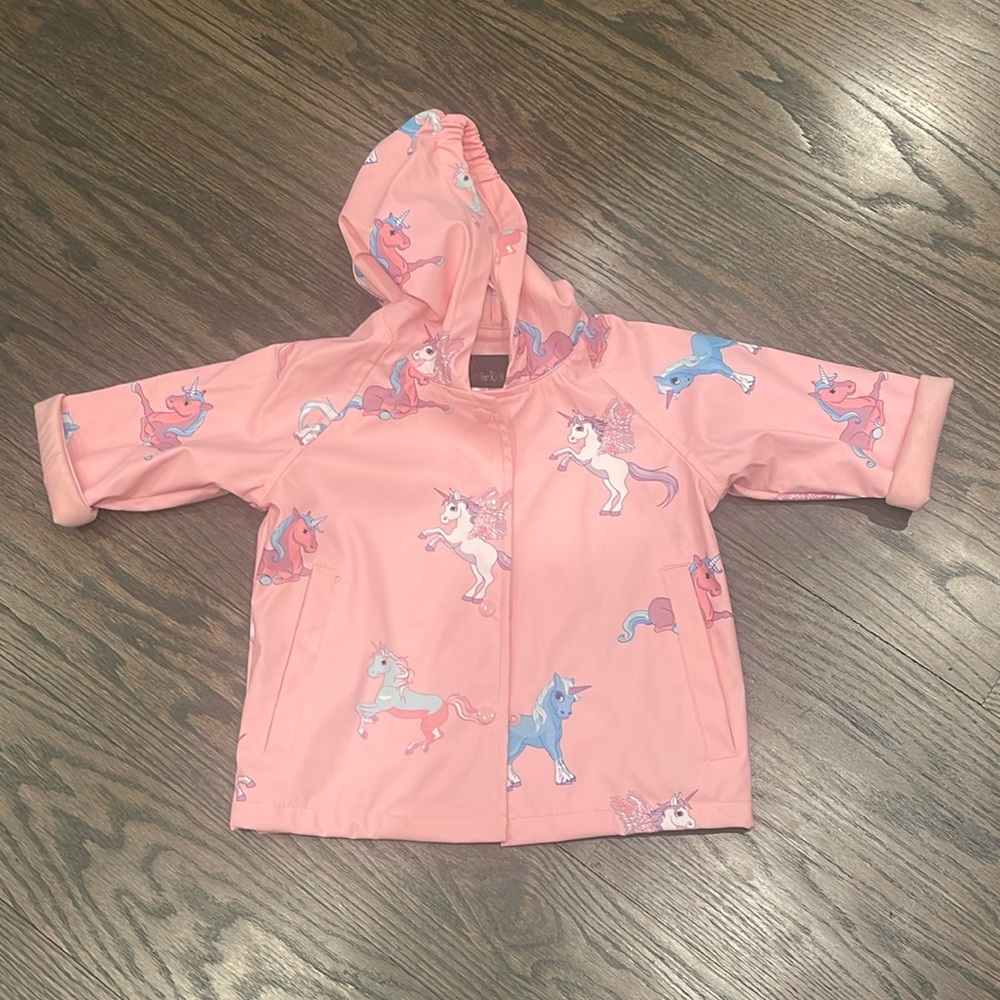 Foxfire for kids 12-18 month unicorn pink raincoat